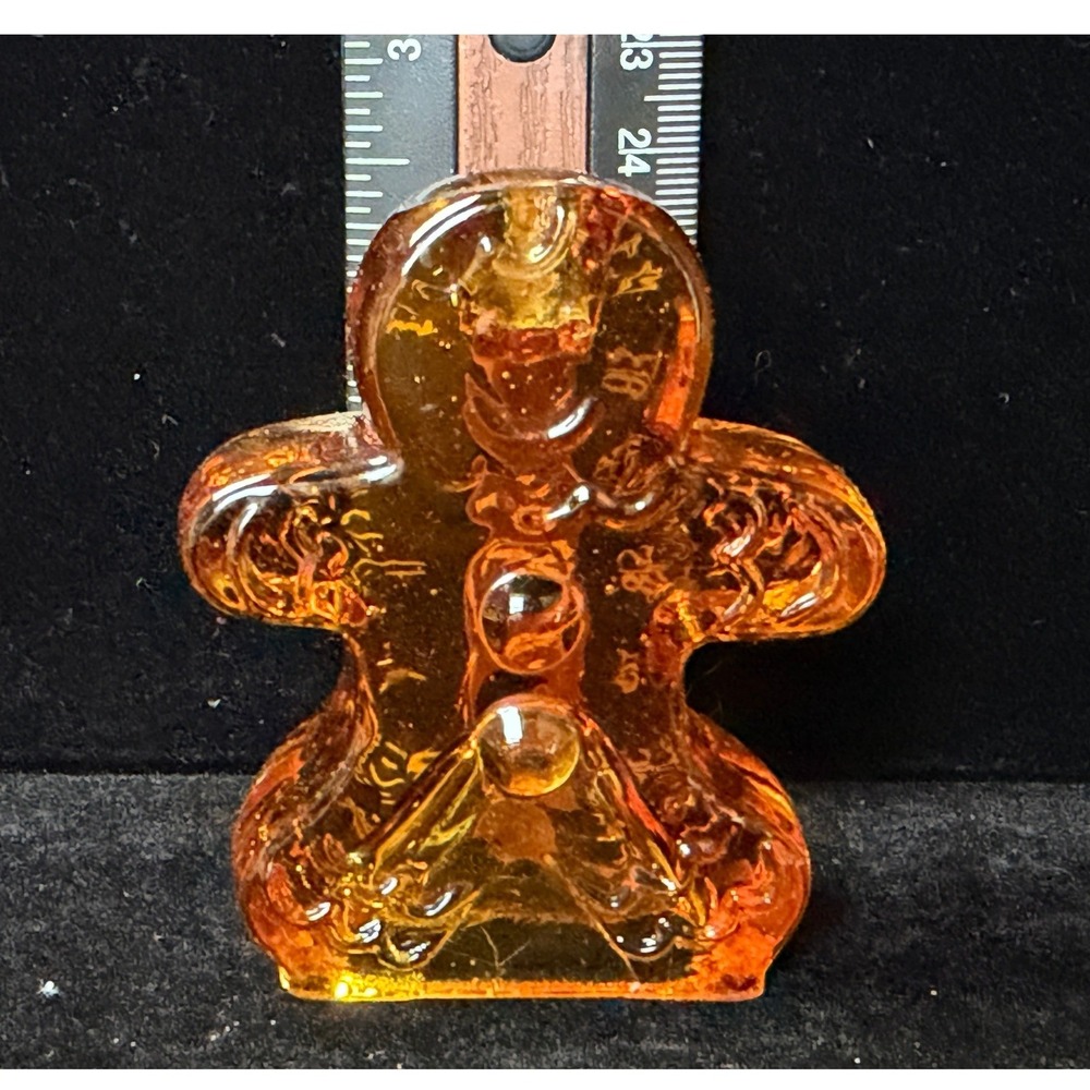 Amber Glass Gingerbread Man Figurine Candleholder Decor 2.5 Inch Small